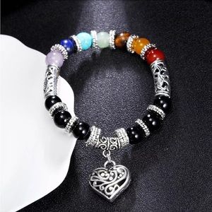 NEW Heart 7 Chakra Healing Bead Bracelet